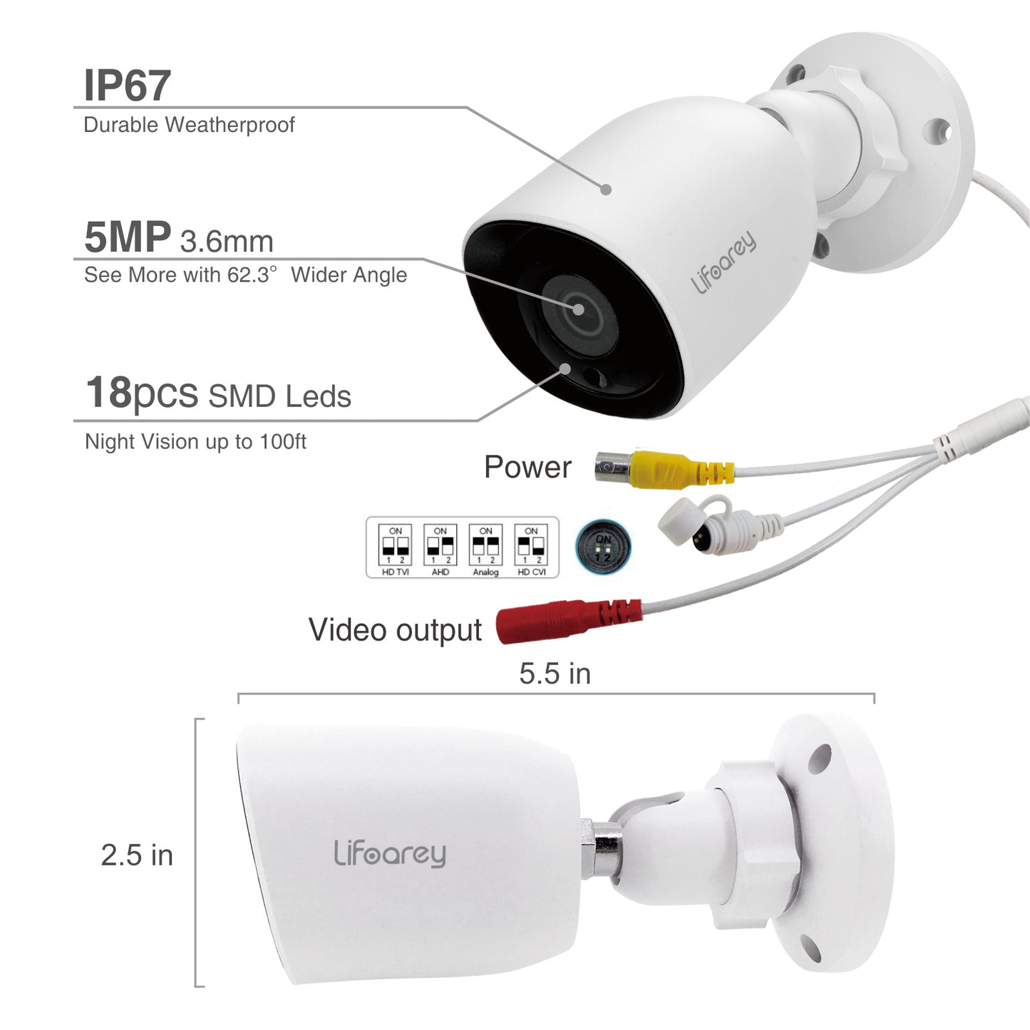 LIfoarey 5MP HD Add-on Security Camera Metal Housing