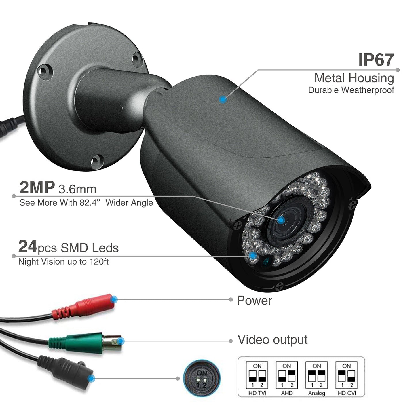 Lifoarey 2MP Add-on Outdoor Security Camera Metal Housing