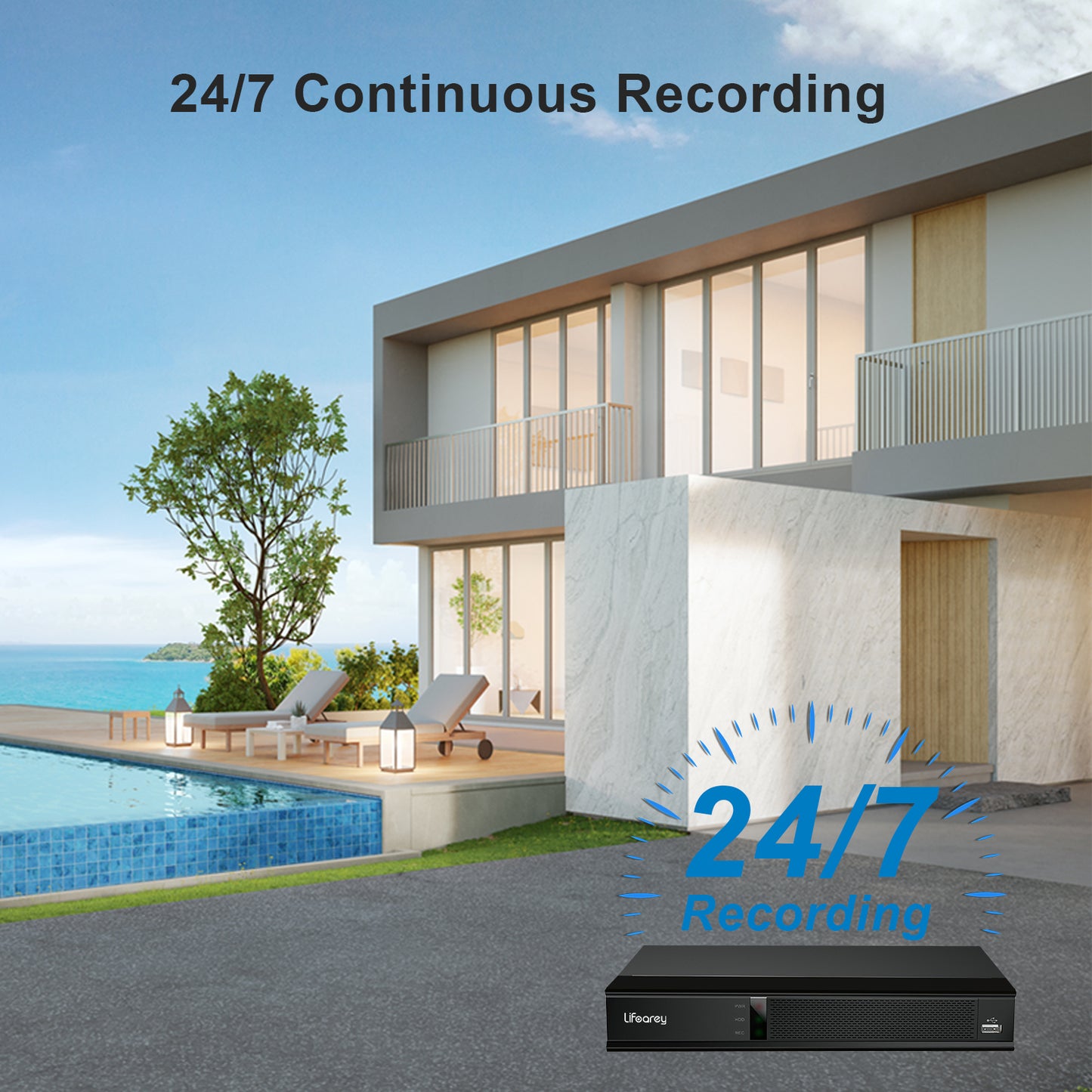 Lifoarey 1080P 8CH Security System System with Build-in 1TB HDD