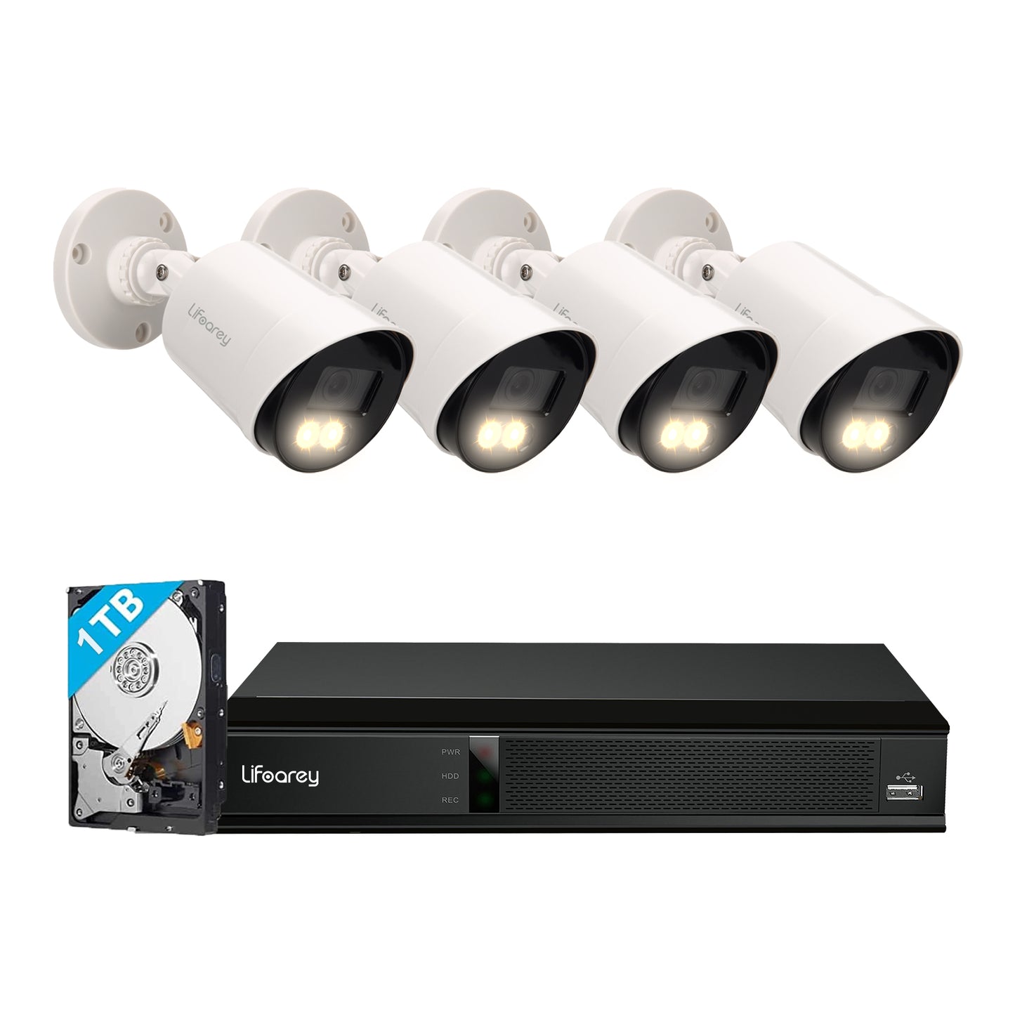 Lifoarey 1080P 8CH Wired Security System with Build-in 1TB HDD