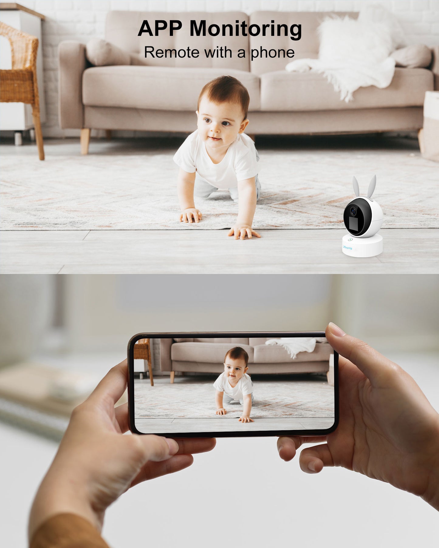 4MP Video Baby Monitor with Camera and Audio, WiFi Pet Camera, 2 Way Video, Motion Detection, Night Vision, App Control,Q45