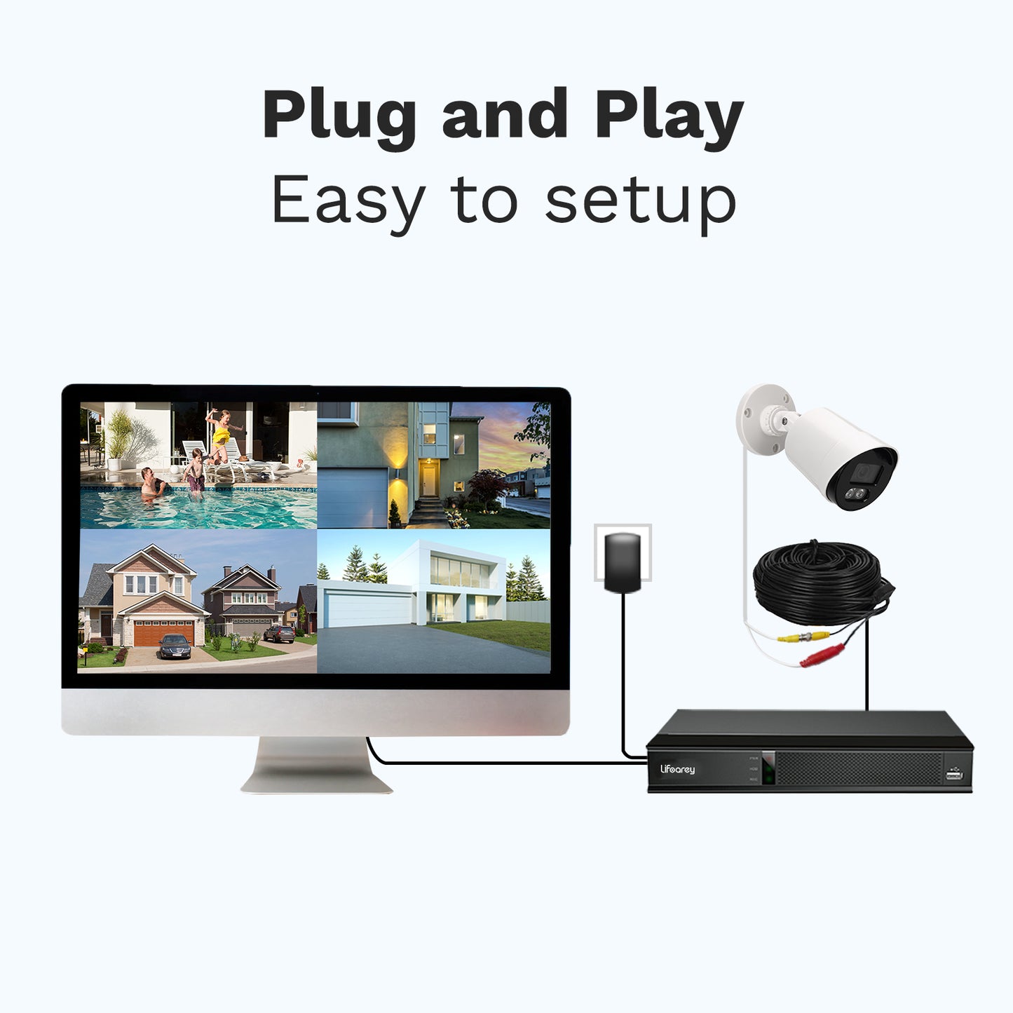 Lifoarey 1080P 8CH Wired Security System with Build-in 1TB HDD