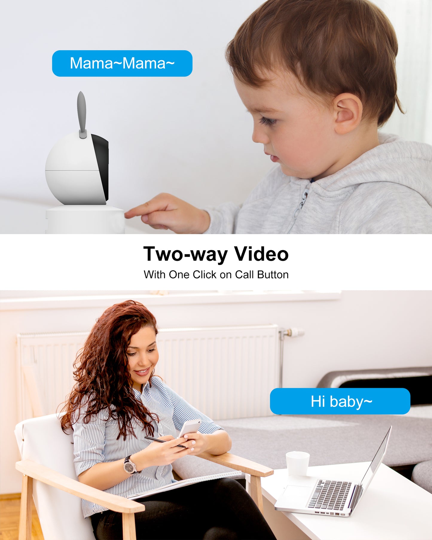 4MP Video Baby Monitor with Camera and Audio, WiFi Pet Camera, 2 Way Video, Motion Detection, Night Vision, App Control,Q45