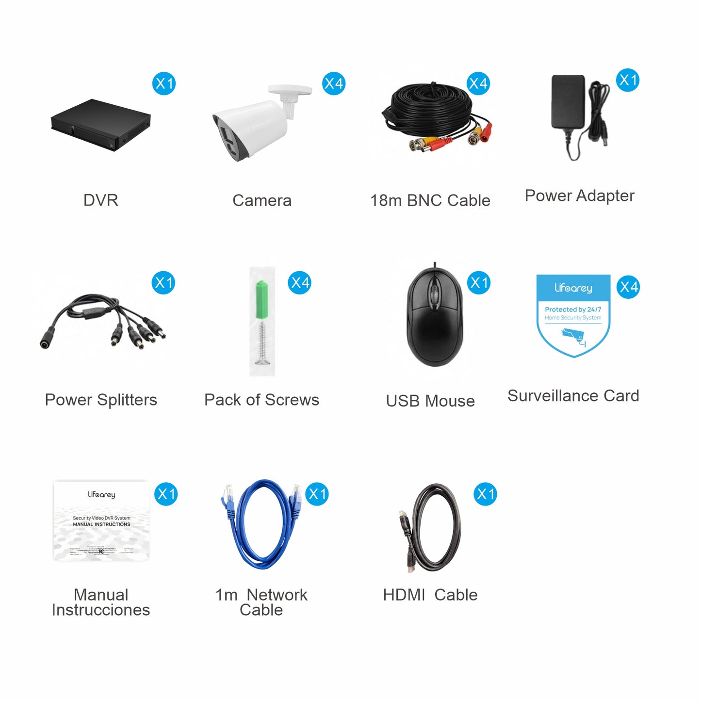 Lifoarey 1080P 8CH Security Camera System (No HDD)
